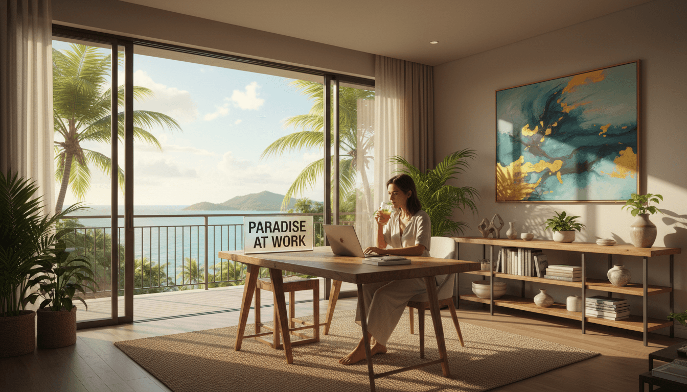 Person working on a laptop in a bright home office